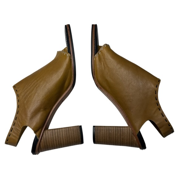 Free People Marlowe Sling Back Block Heels In Tan Leather Shoes Size: US 10 - Picture 6 of 13